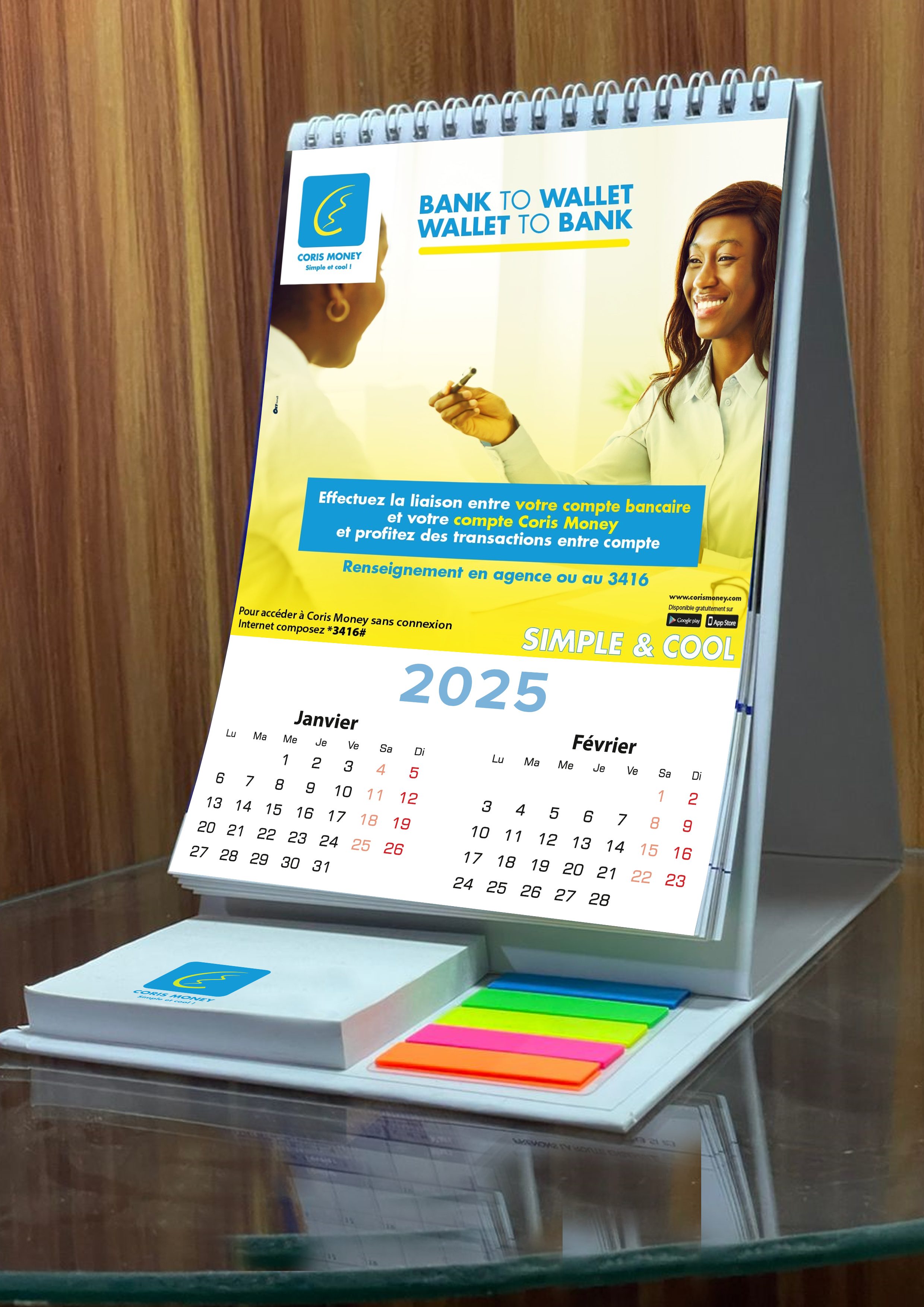 Calendrier de Bureau 2025 Coris Money - Bank to Wallet
