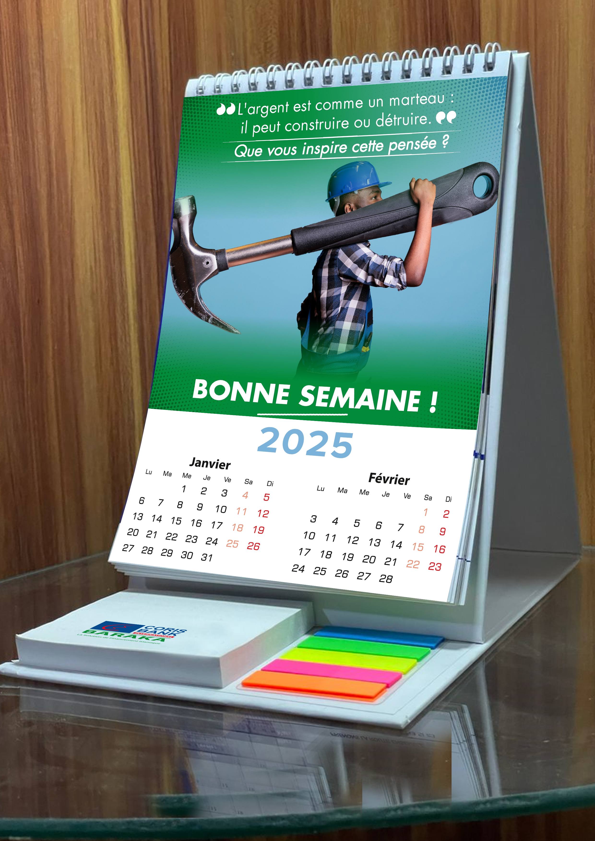 Calendrier de Bureau 2025 Coris Bank - Citation Inspirante