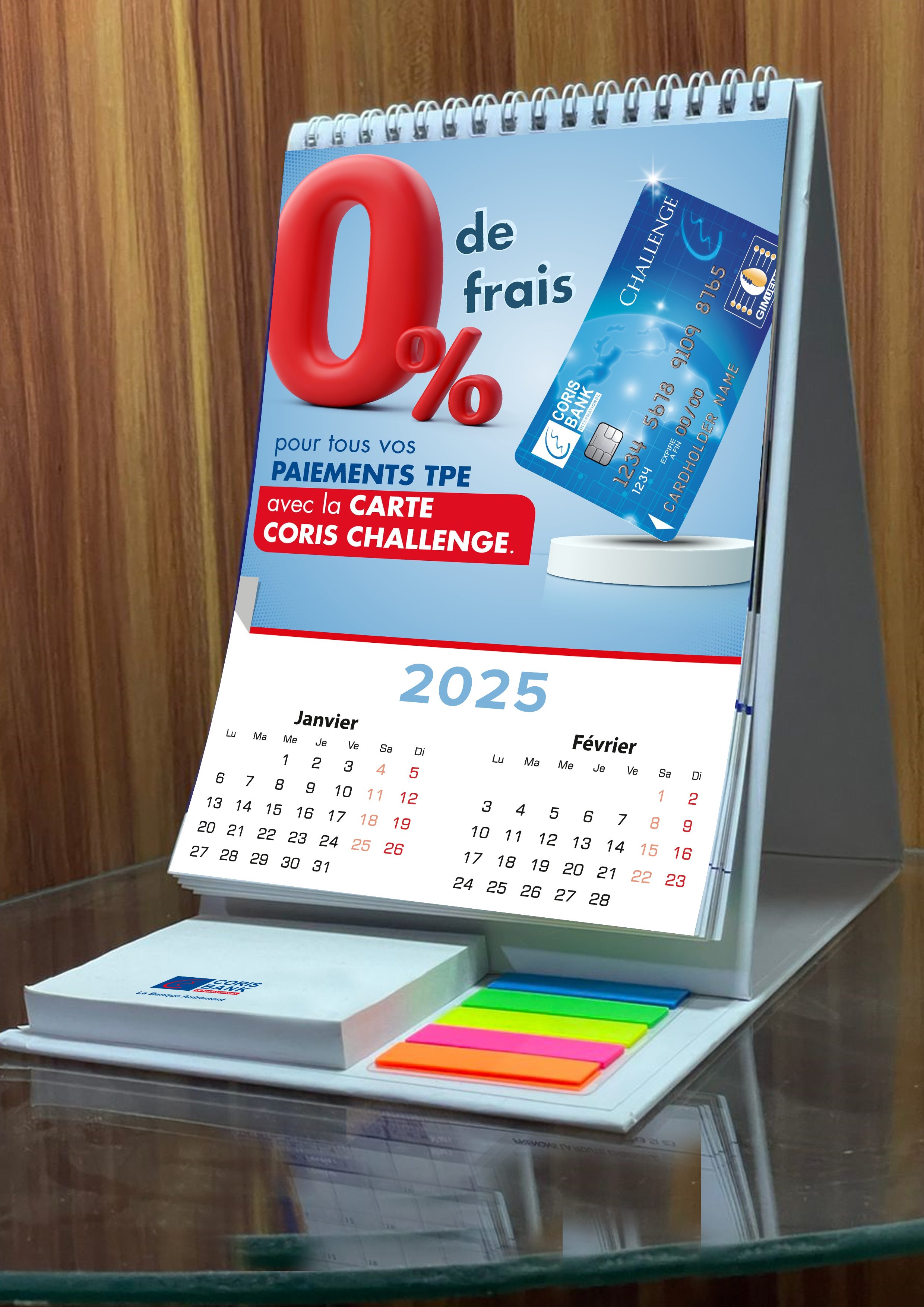 Calendrier de Bureau 2025 Coris Bank - Carte Challenge