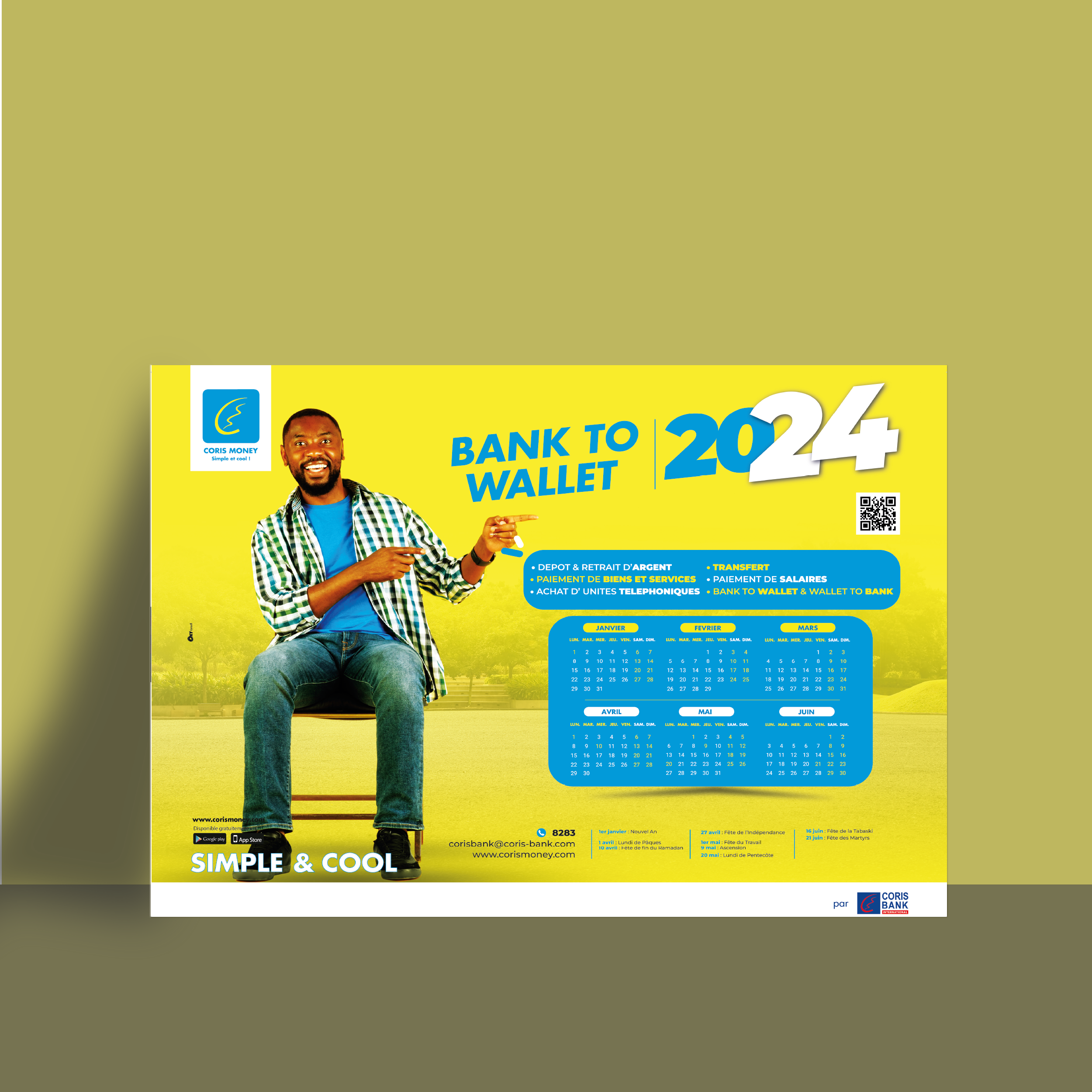 Calendrier Mural Coris Money Bank to Wallet 2024