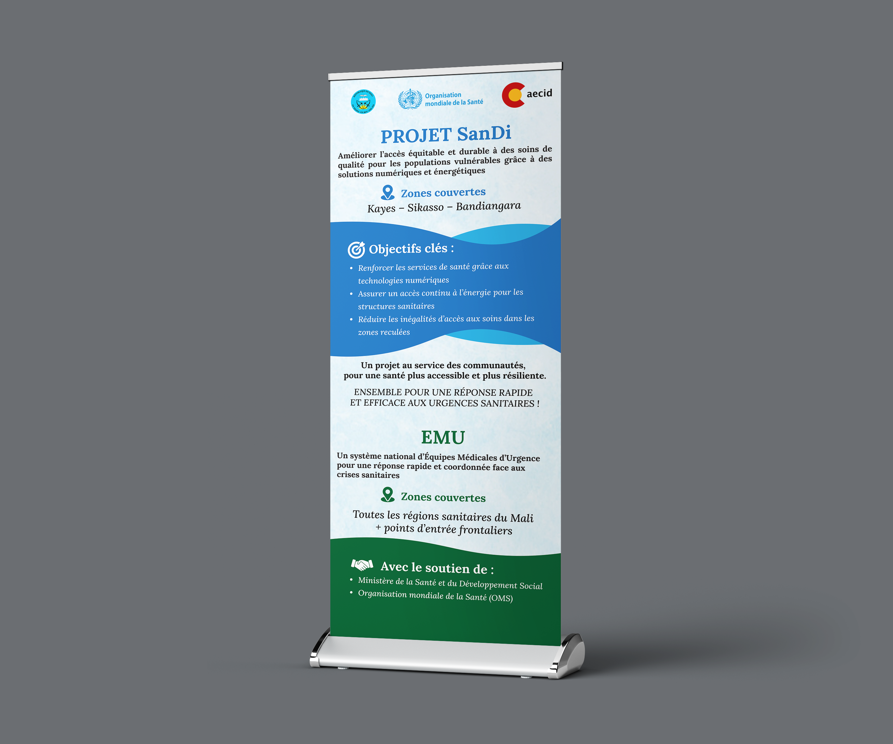 Roll-Up Banner Projet SanDi - OMS & UNICEF